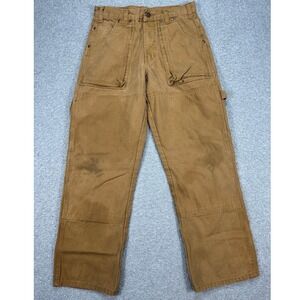 Dickies Carpenter Pants Men's 28x27 Brown Double Knee Duck Canvas Cargo Workwear